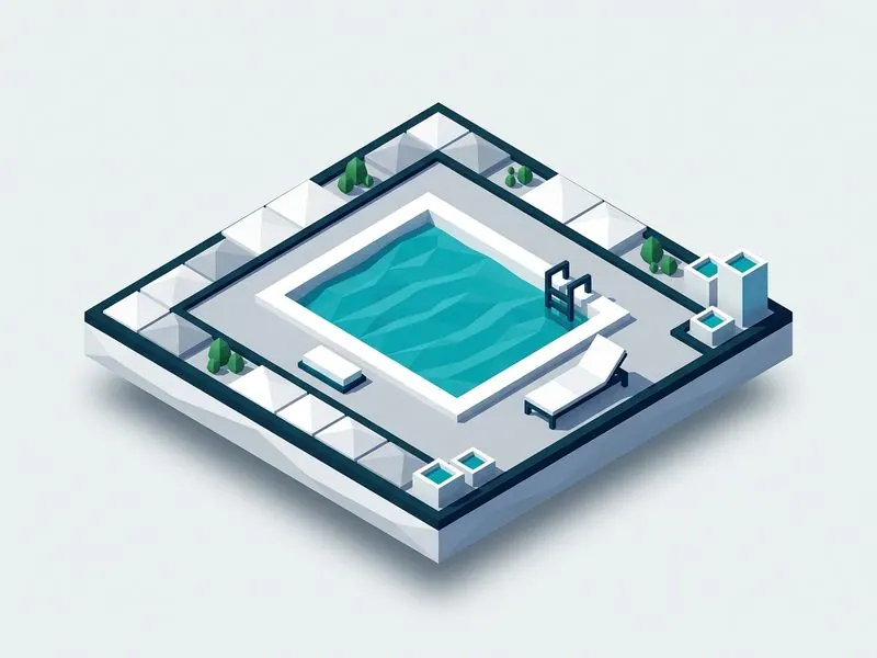 Render of a swimming pool, the water saved shown as pools filled